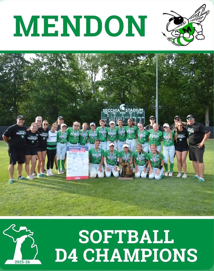 Mendon softball repeats as D-4 State Champs, beats Brown City 6-2